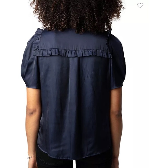 Zadig + Voltaire Black Twity Satin blouse top, L, CB2300 - Picture 2 of 8